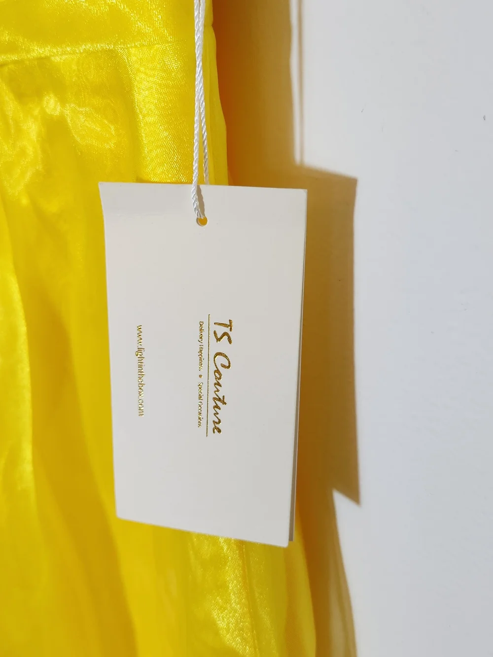 TS Couture Yellow Organza Evening Maxi Dress Size Medium NWT Flaw